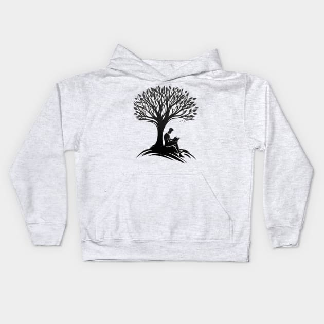Book Reading under a Tree - Designs for a Green Future Kids Hoodie by Greenbubble